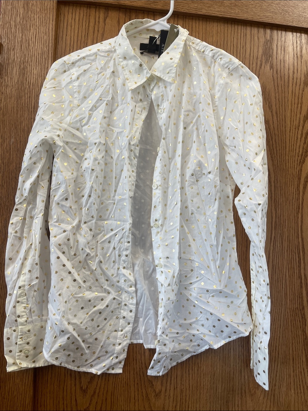 J. Crew White Dress Shirt with Gold Dot Pattern